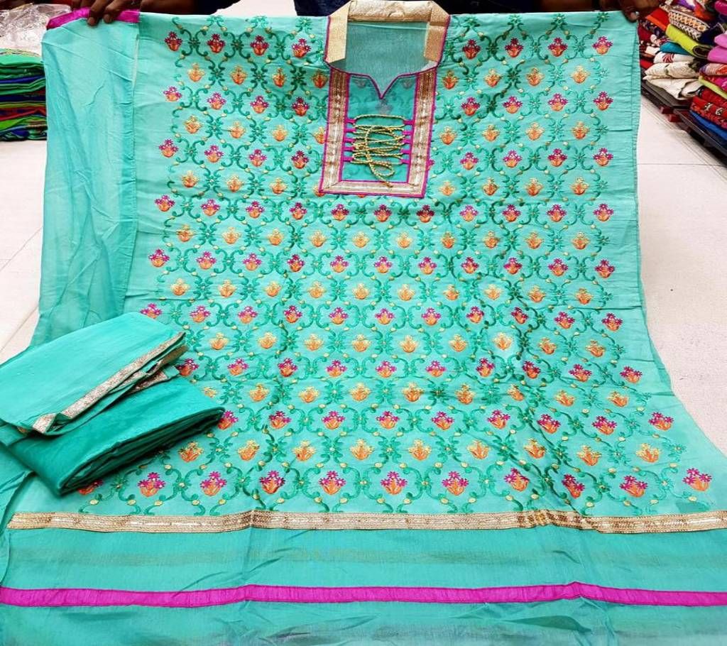 Chanderi silk embroidered top