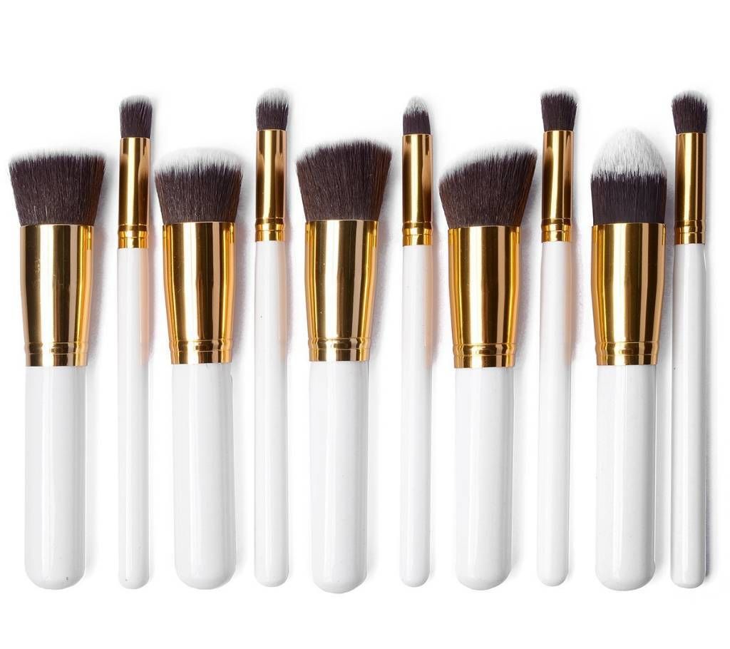 Kabuki Professional Makeup Brush Set of 10 - White Gold (China)