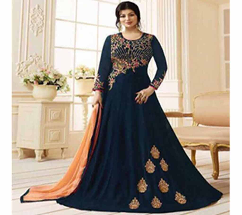 UNSTITCHED GEORGETTE WITH EMBROIDERY WORK FLOOR TOUCH ANARKALI SALWAR SUIT ayesha 011
