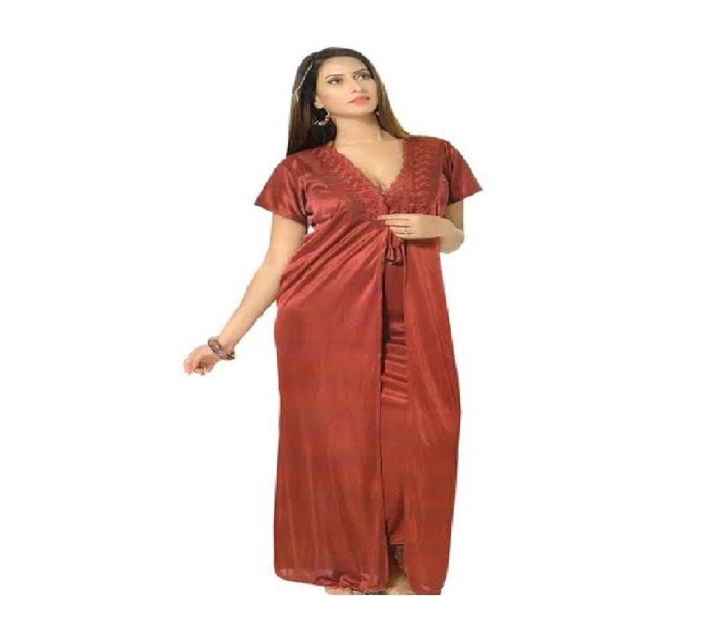 Maroon Silk Night Gown for Women