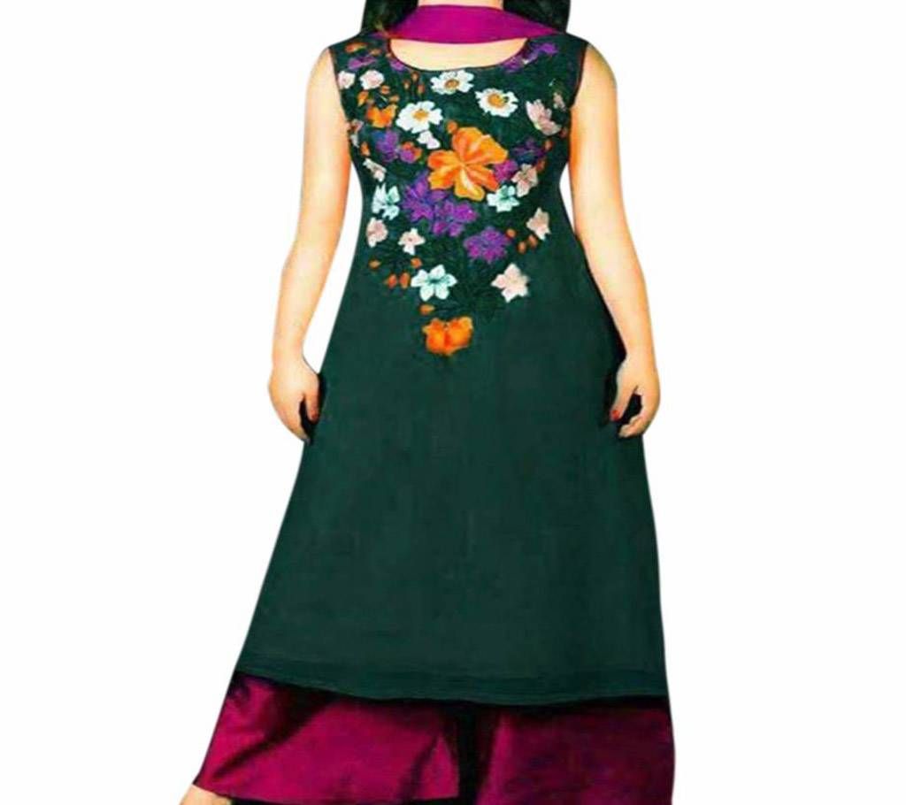 Bottle Green Georgette Un-Stitched Salwar Kameez for Women (Copy)
