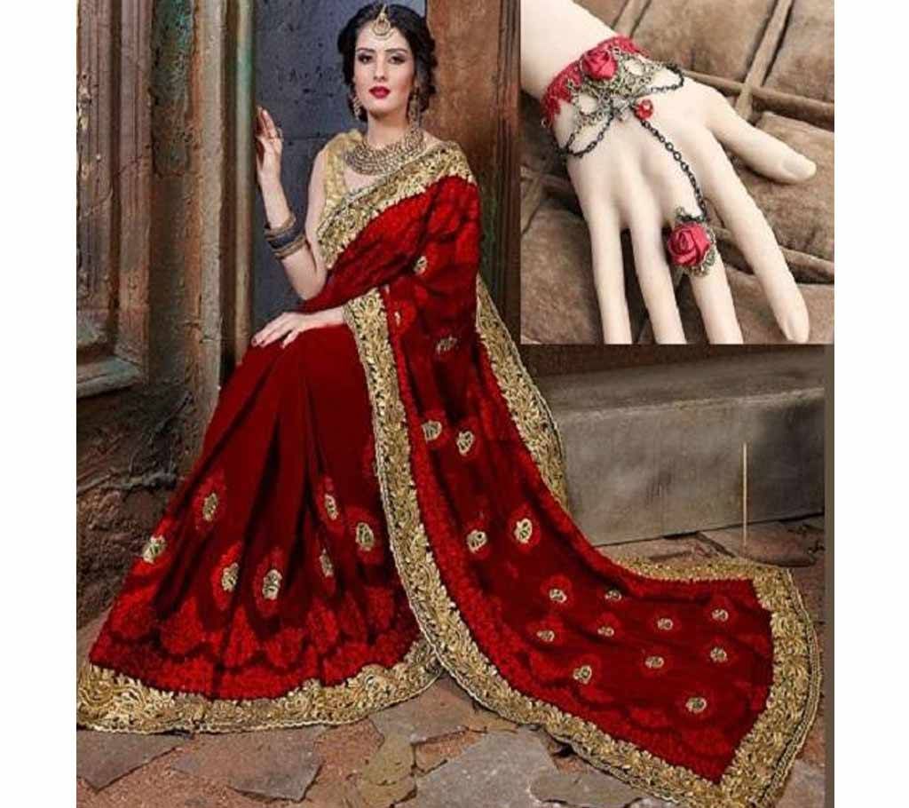 weightless georgette saree with bracelet combo-04