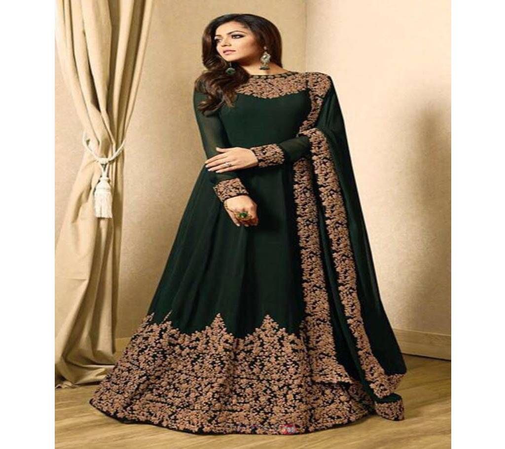 Unsitched Georgette Embroidery Party Gown - Copy