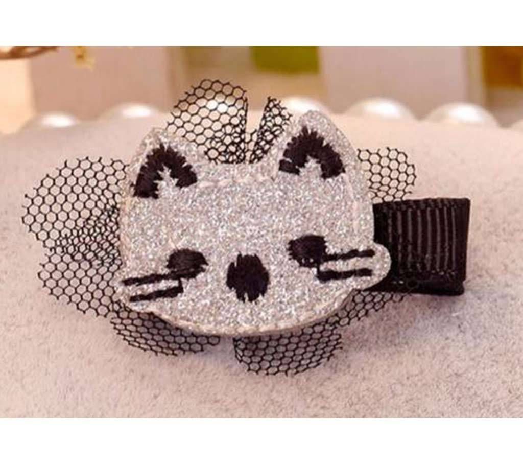 2pcs pink&silver colour Cute Animal Print Hair Clip For Girls Hair
