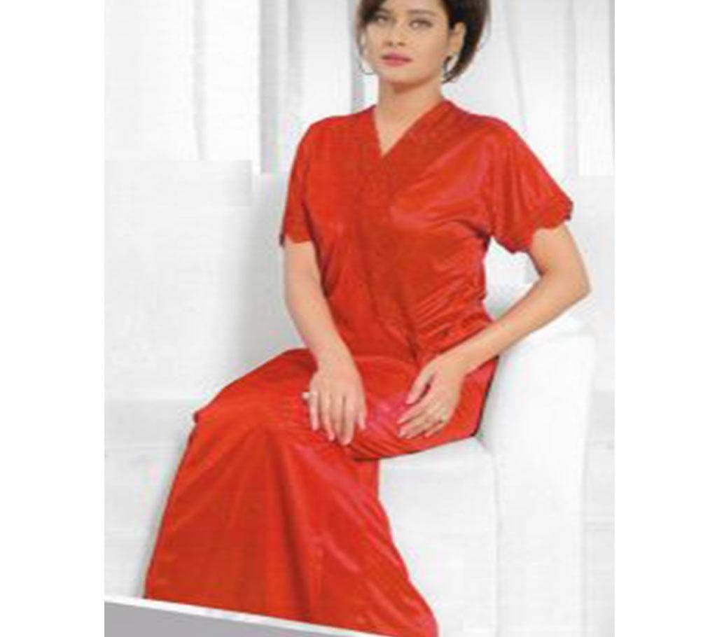 Red Color indian Satin Mixed Night Dress For women