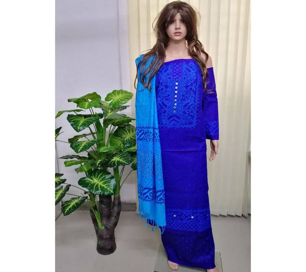 Cotton Blok and Embroidery Work Three Piece