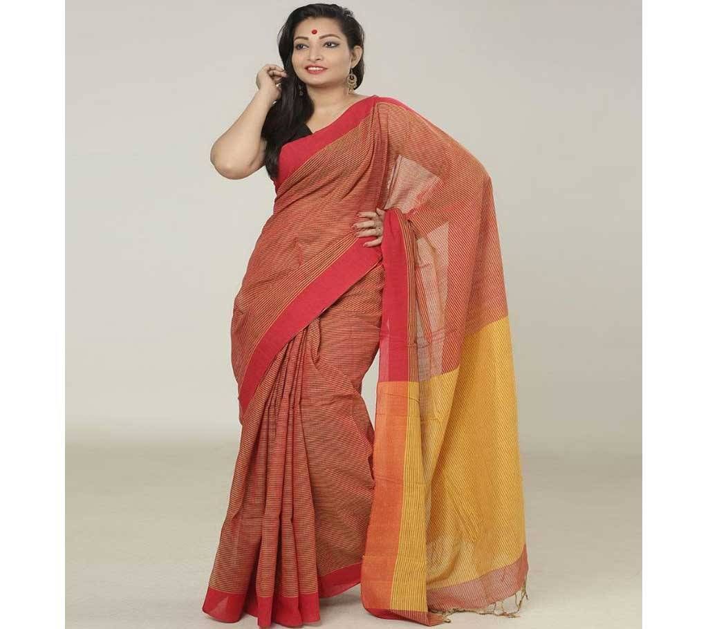 Red & Yellow color handloom cotton Saree