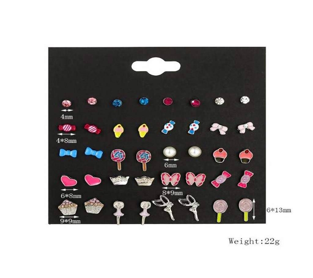 20 pair/set Crystal Simulated  Stud Earring Set for Women