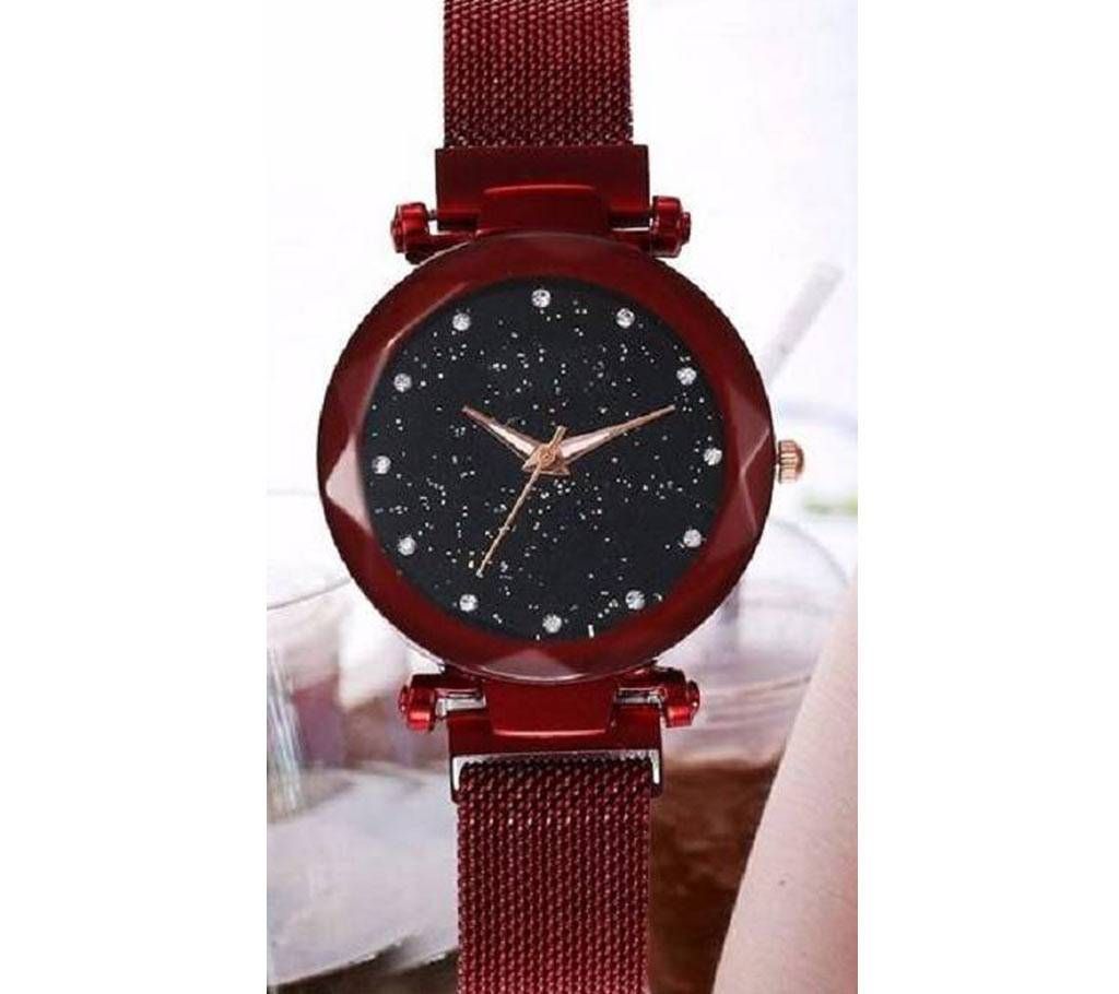 magnetic ladies watch red