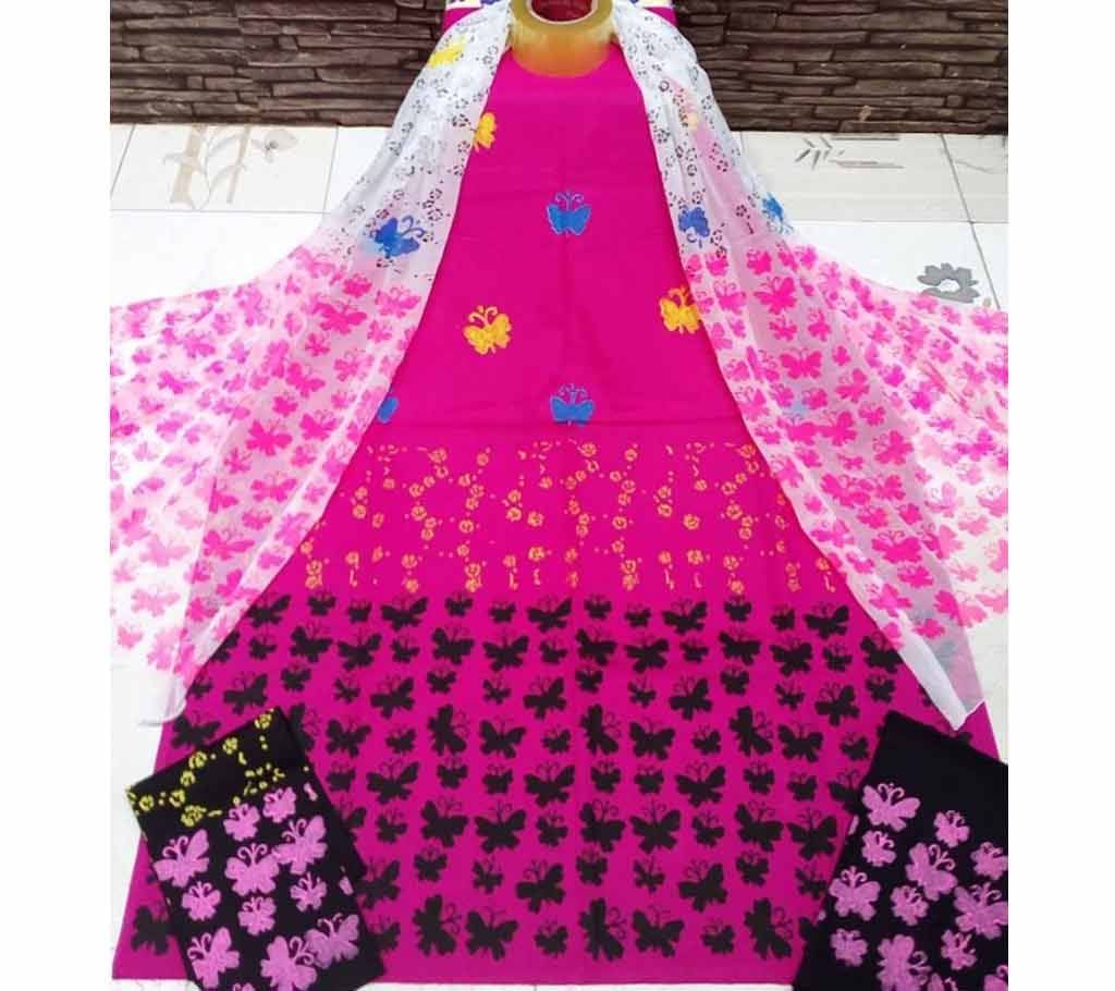 Deshi Cotton Unstitched Screen Printed 3Pcs - C76 - MHG