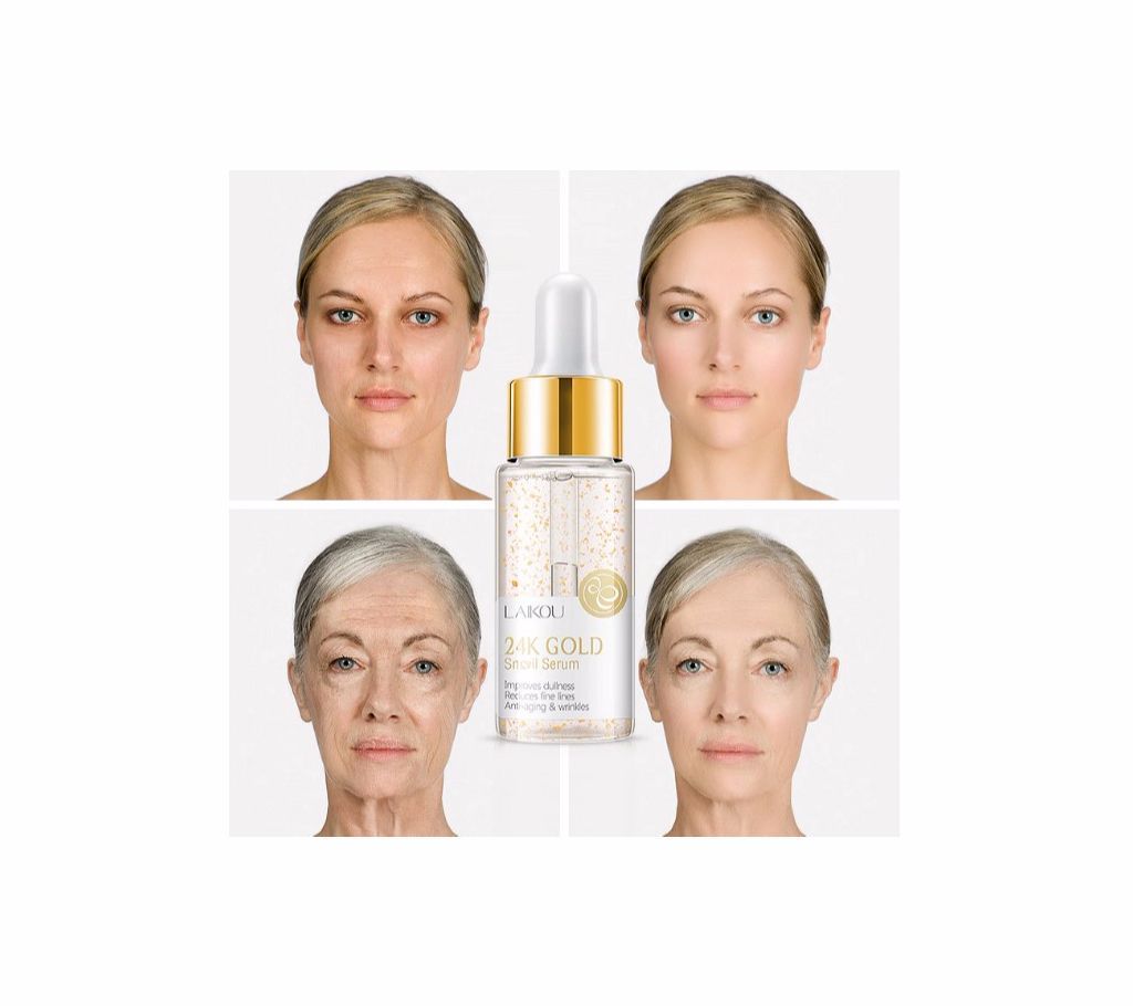 24k Gold Snail Hyaluronic Acid Moisturizing Whitening Anti-Aging Essence Serum