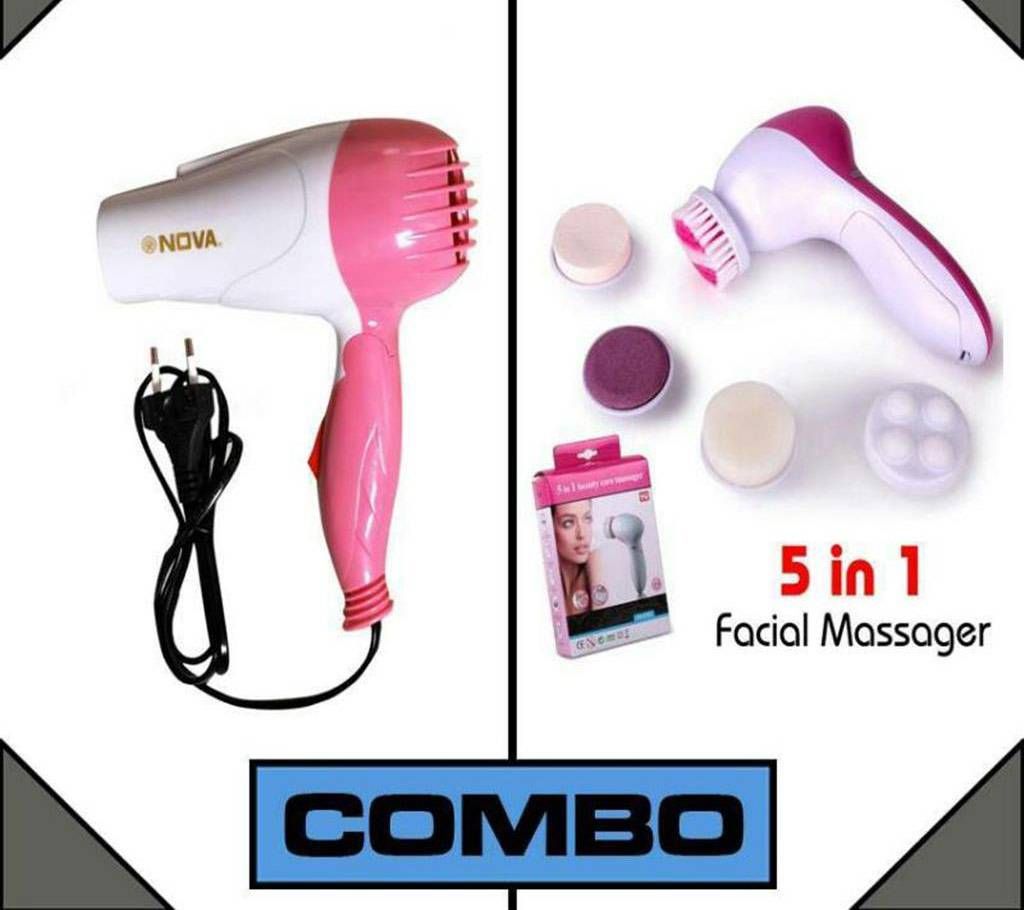 Hair Dryer & Facial Massager Combo