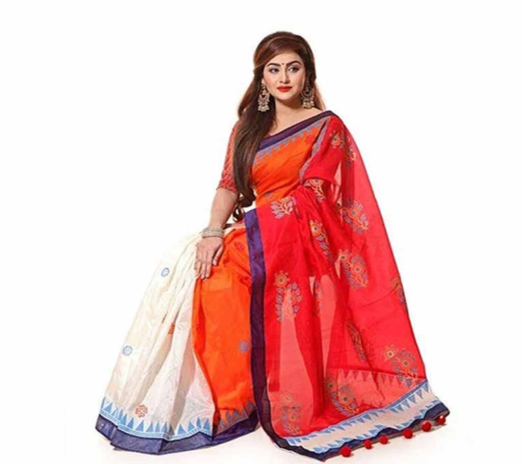 Digital Printed Half Silk Saree with Blouse Piece For Women-13