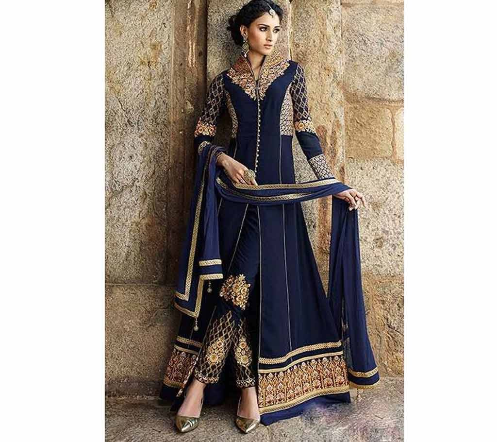 Achkan Style Cobalt Blue Salwar Suit