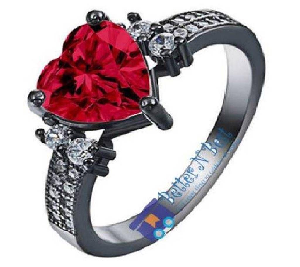 Love Heart Shape Ruby Wedding Ring