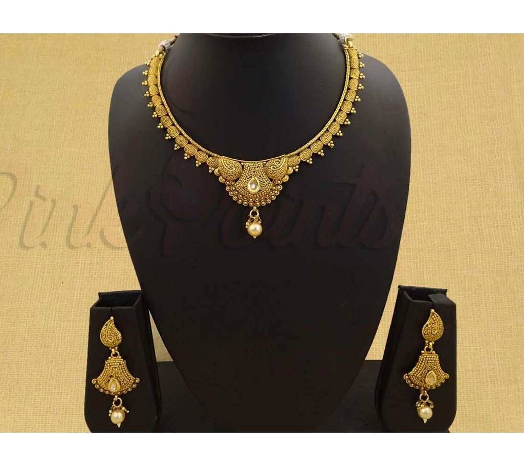 CHAKRI CHAINED RAJWADI STYLE ANTIQUE NECKLACE SET (by Pink Point - NS-1794-99)