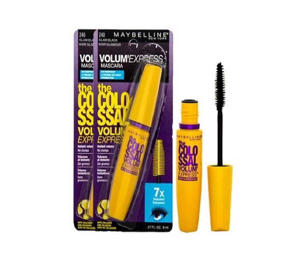Maybelline Volum 'Express The Colossal Waterproof Mascara 8mL - #240 Glam Black USA 