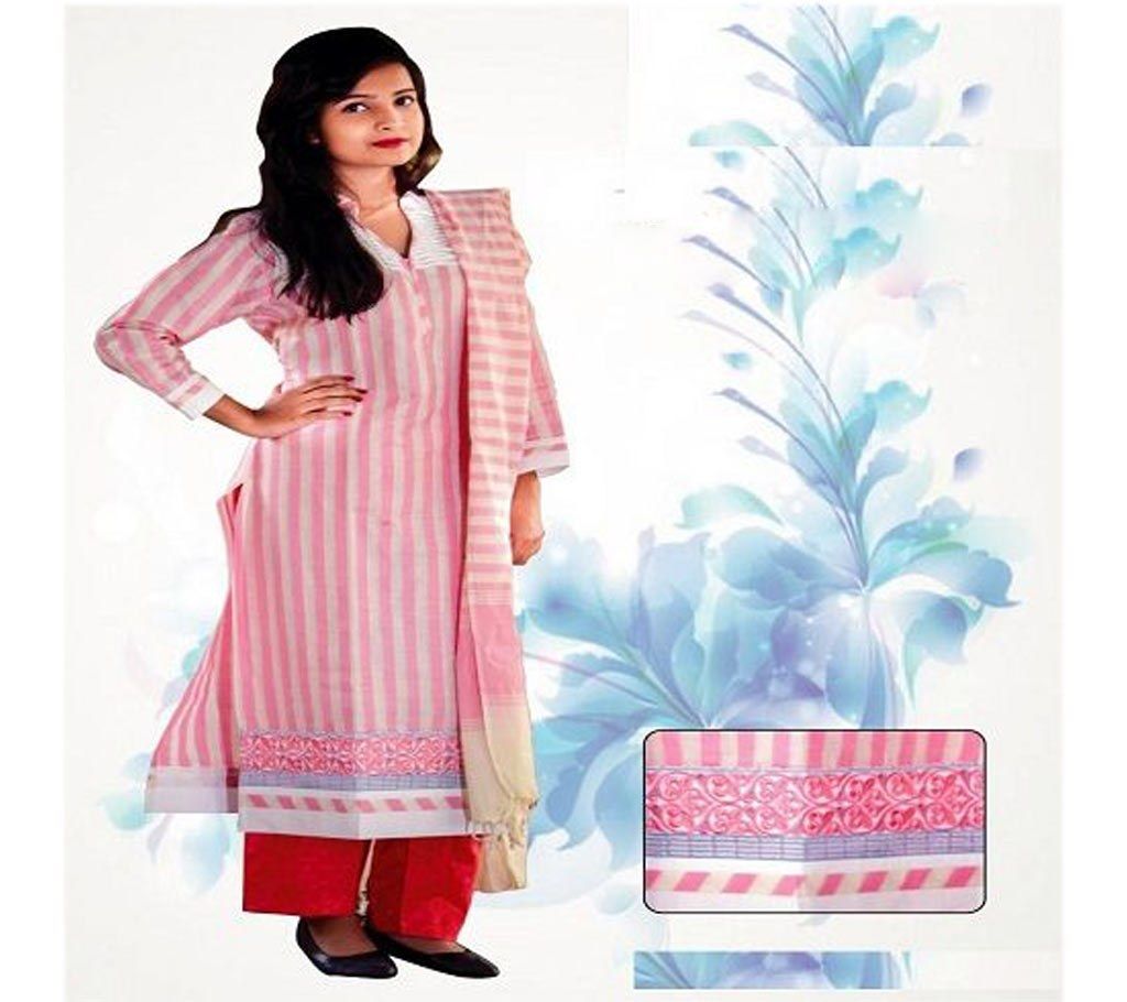 Ready made stitched cotton three piece 