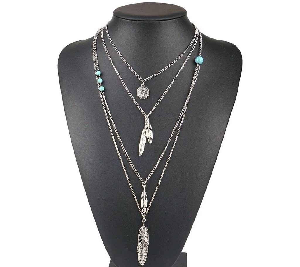 Multilayer beads setting necklace