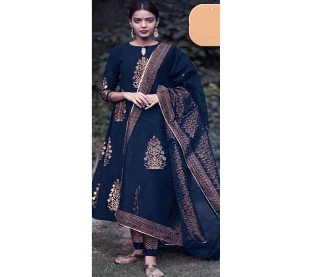 Unstiched skin printed Rajdhani voyal cotton  salwar kameez seblock-198