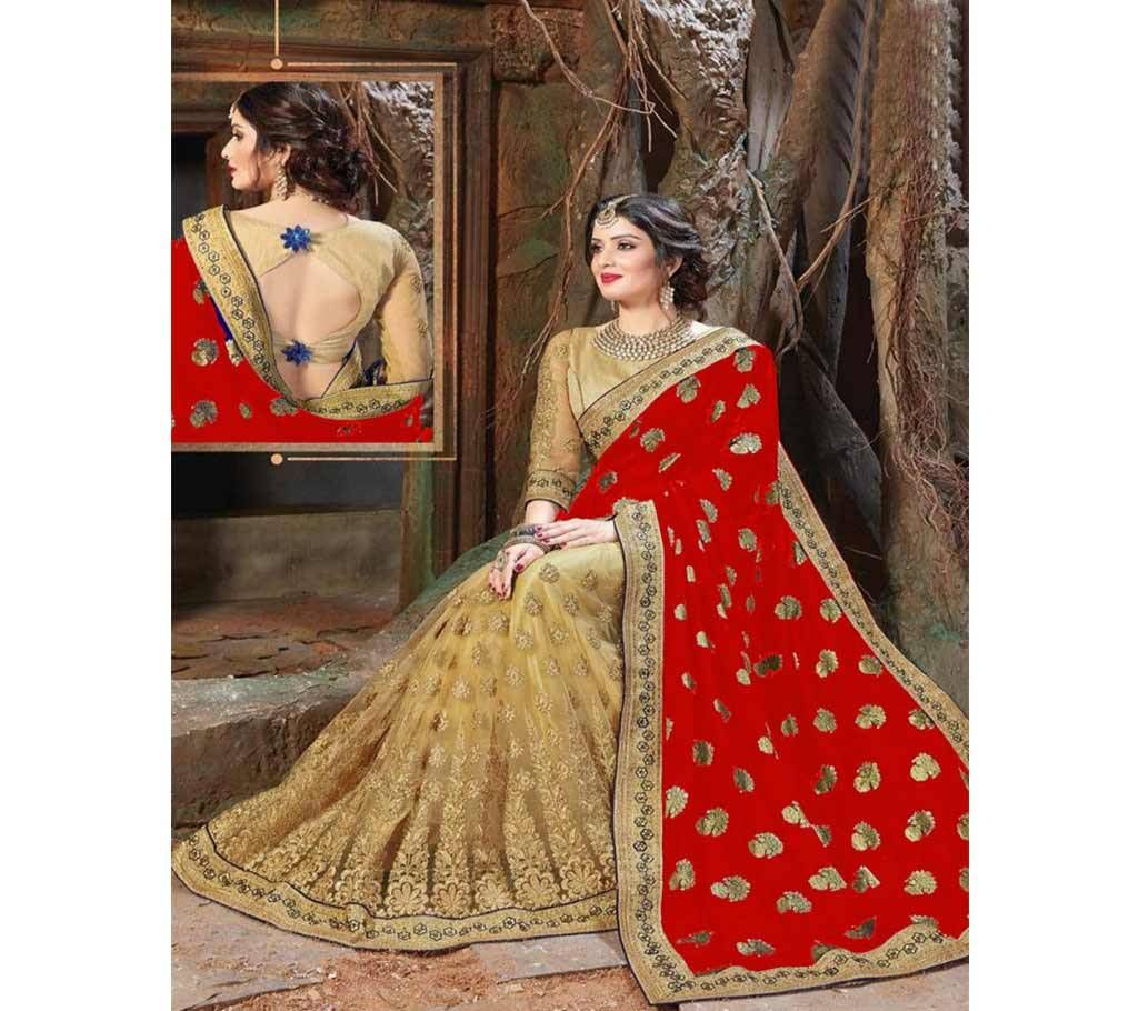 Indian Georgette Red Party Wear Sharee