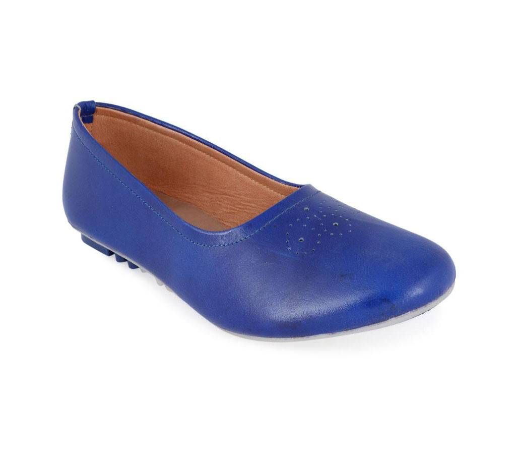Leather Pump Shoe for Women - Blue