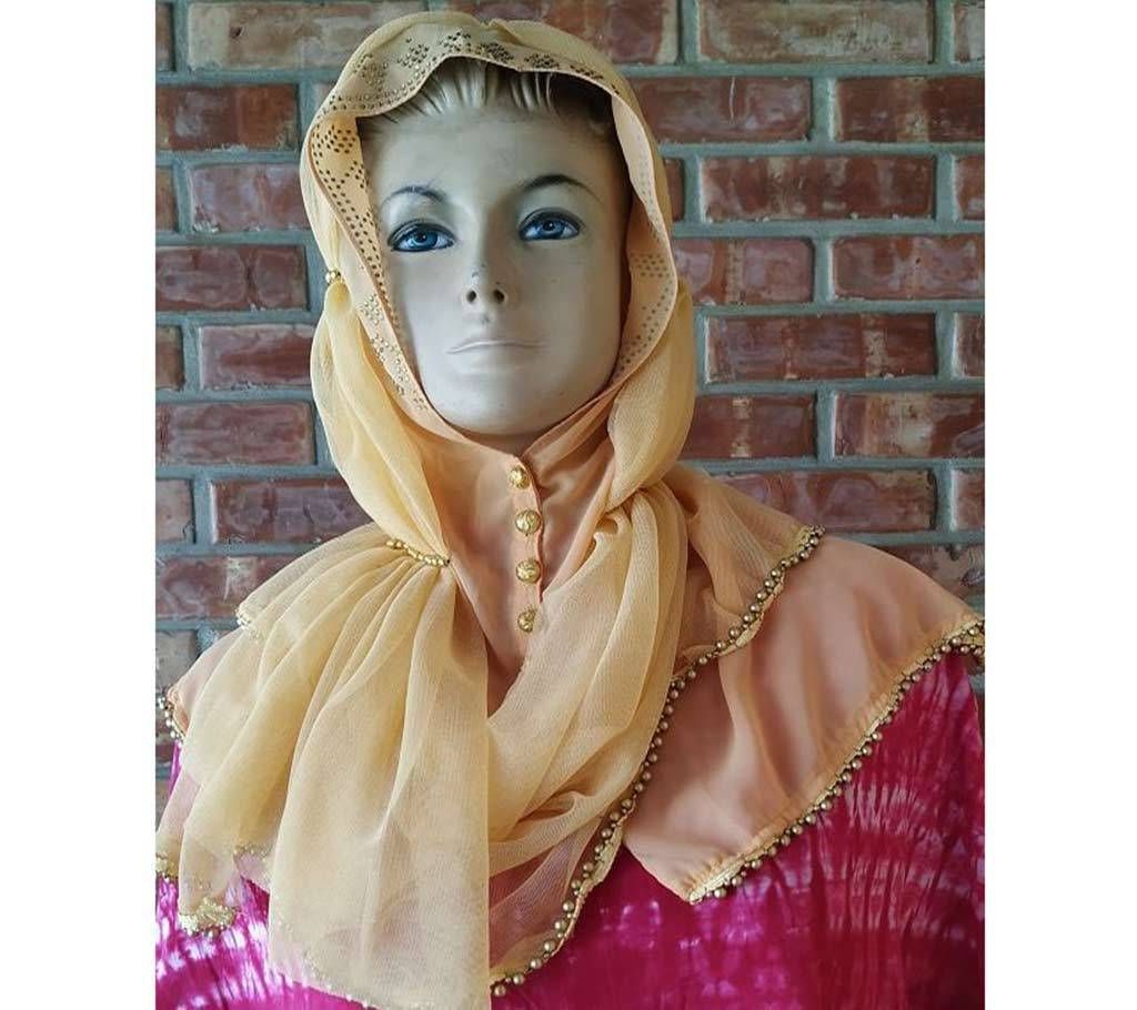 Fancy Party Fixed Hijab - Peach (C-SU455)