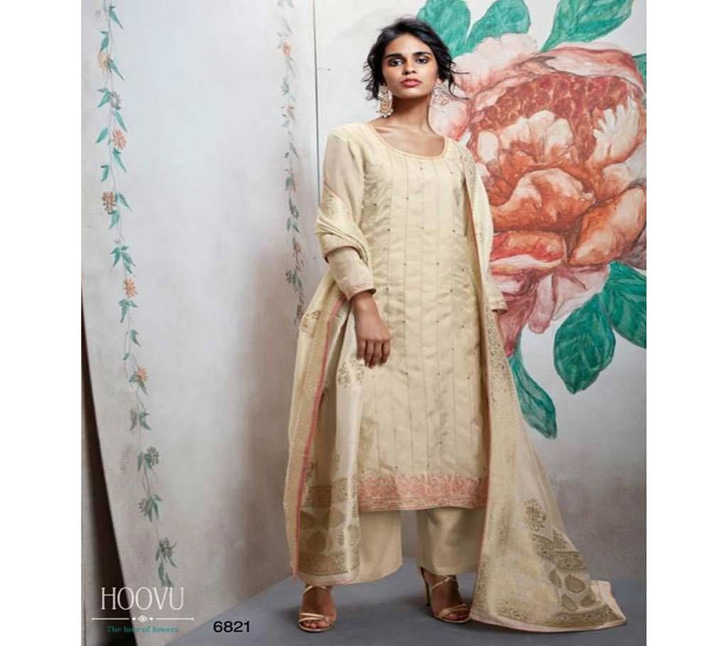Ganga Hoovu - 6821 Unstitched silk suit