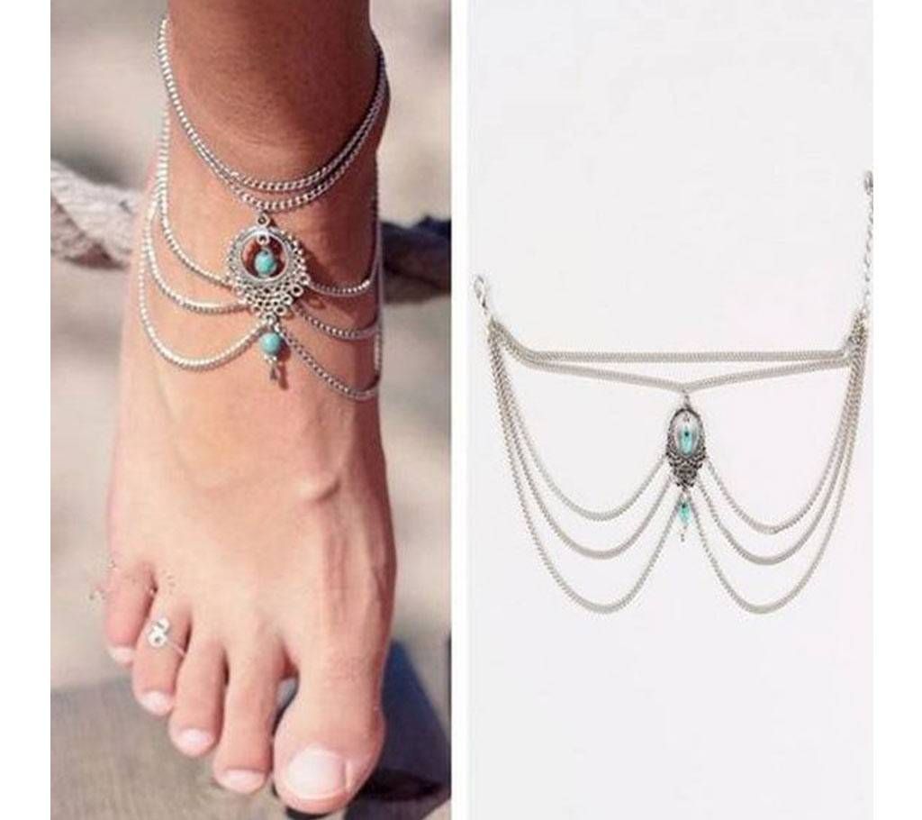 Ankle Bracelet Bohemian Foot Jewelry Green Natural Stone Anklets for Women tornozeleira Jewelry Anklet
