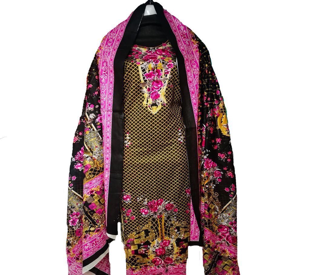 Firdous Cotton Unstitch Lawn Three Piece Dress For Women
