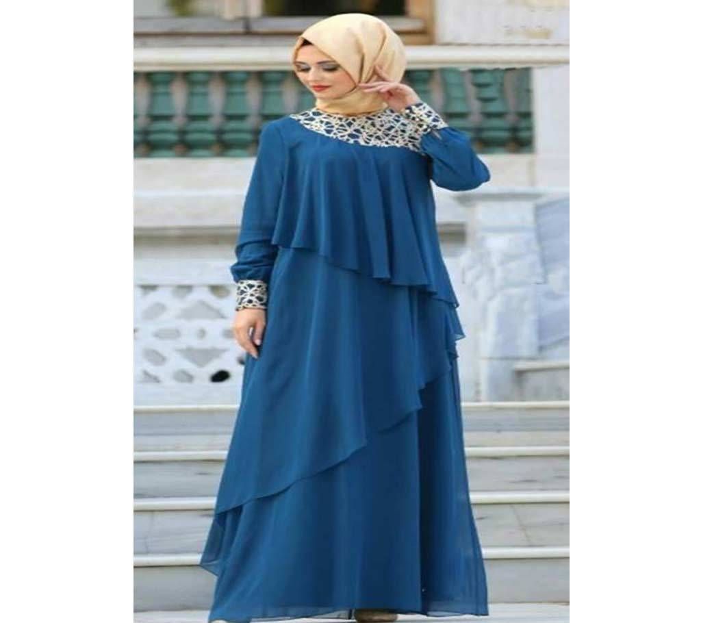 Sky Blue & Maroon Georgette  Borka For Women