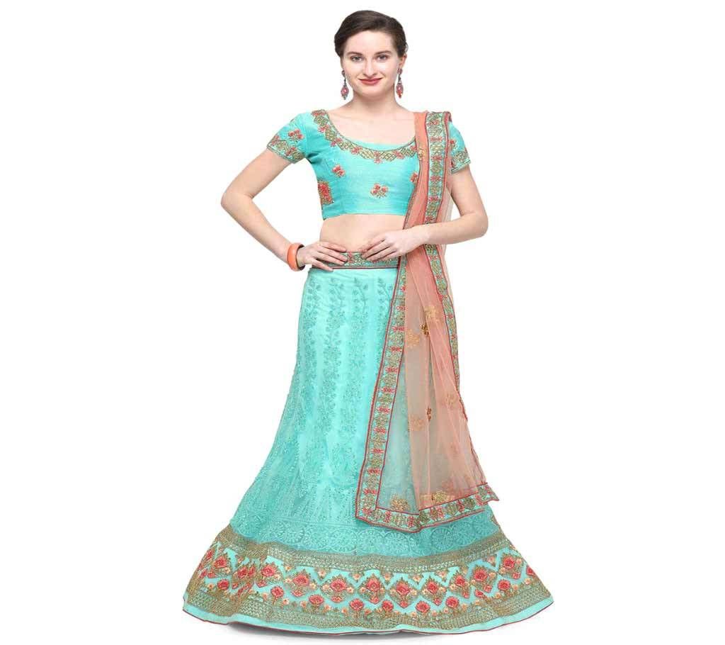 Unstitched Net Embroidered Lehenga Choli 3