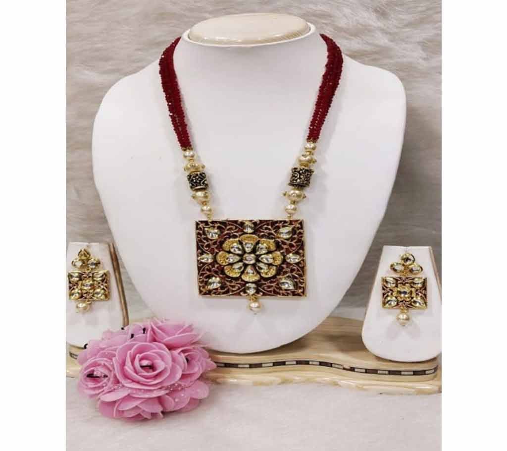 Attractive Zircon Bead Jewelery with Mina Work - Neclace and Earring