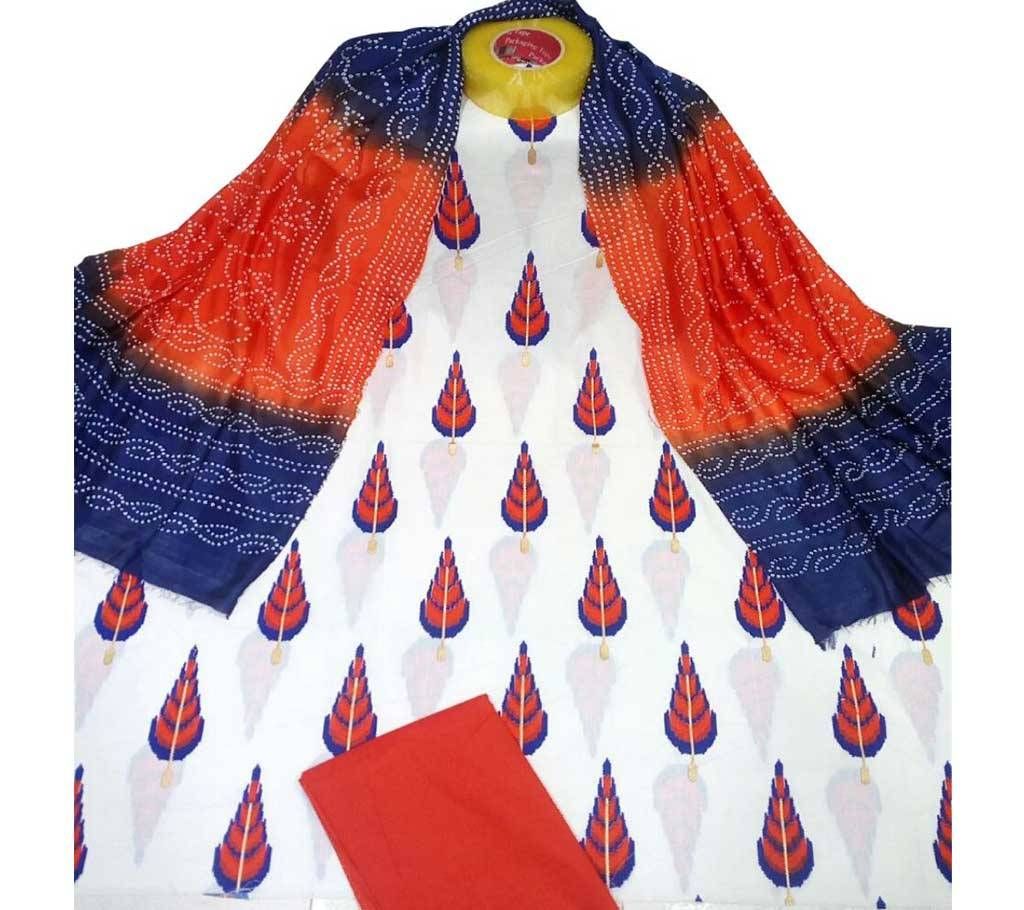 Unstitched skin printed cotton salwar kameez st-1026