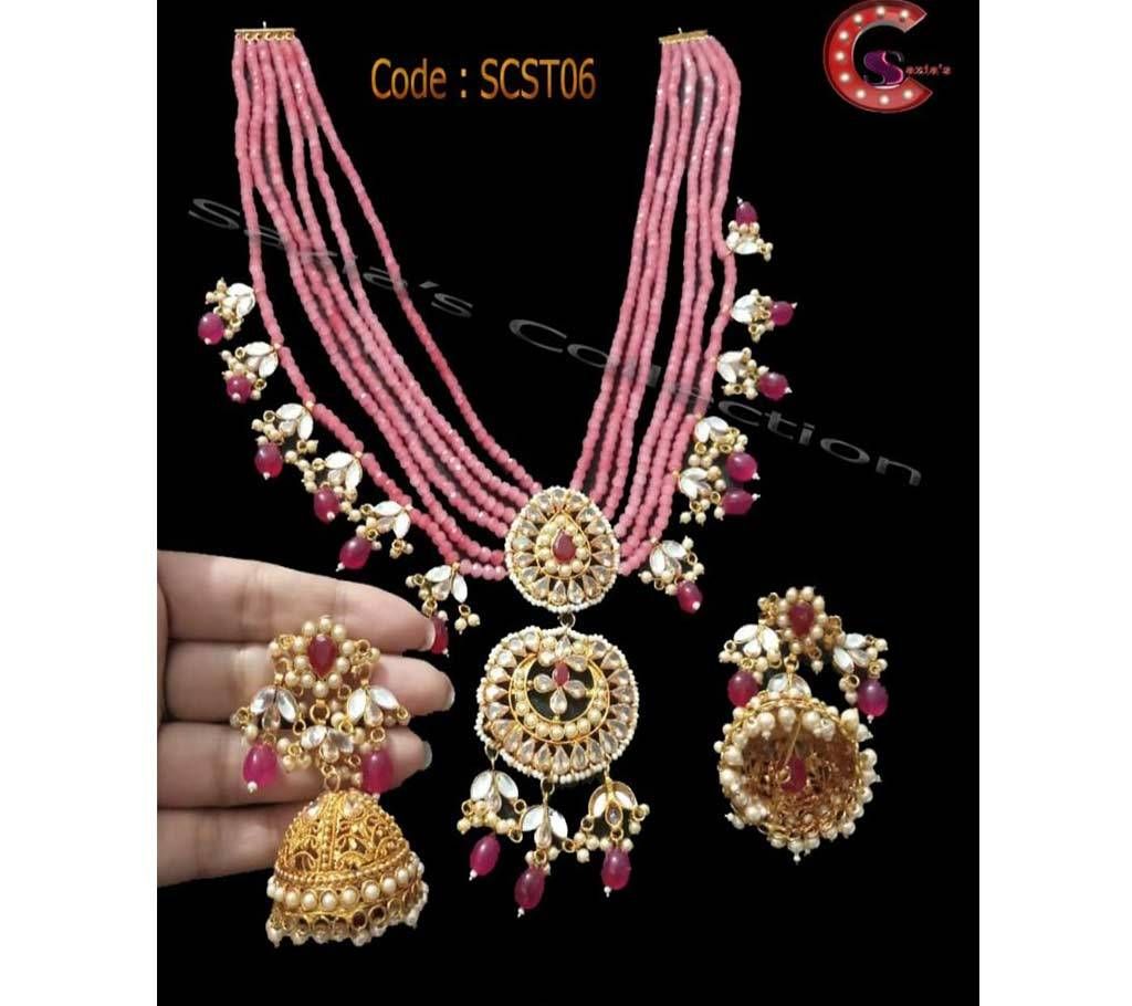 Gold Plated Pink Stone Set