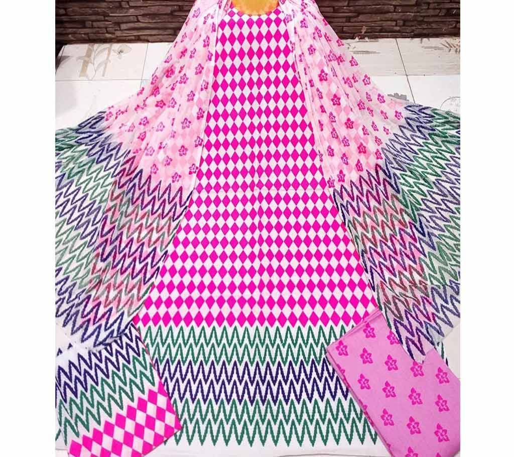 Deshi Cotton Unstitched Screen Printed 3Pcs - C74 - MHG