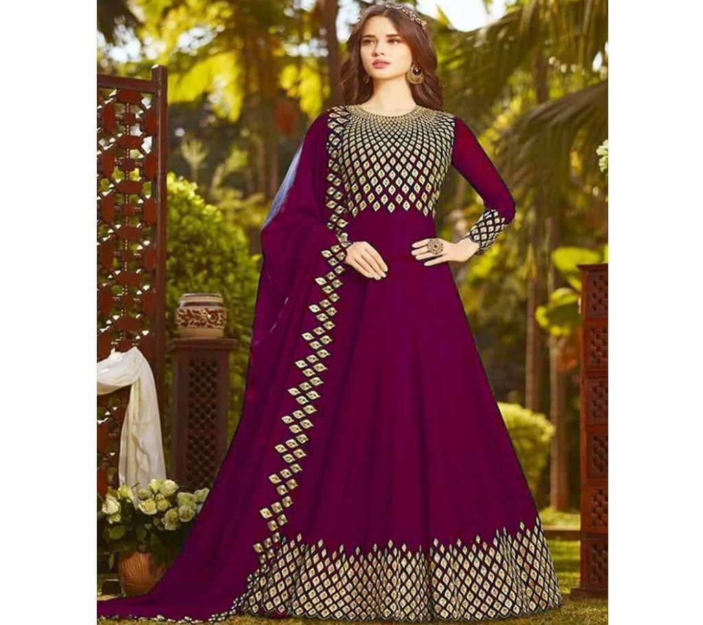 Unstitched Block Print Cotton Gown 