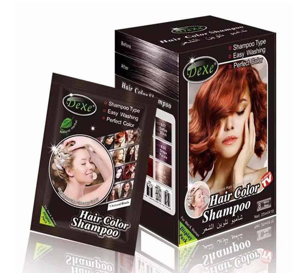 DEXE Hair Color Shampoo (Men & Women) 1 Box=10 Packet-25ml-China