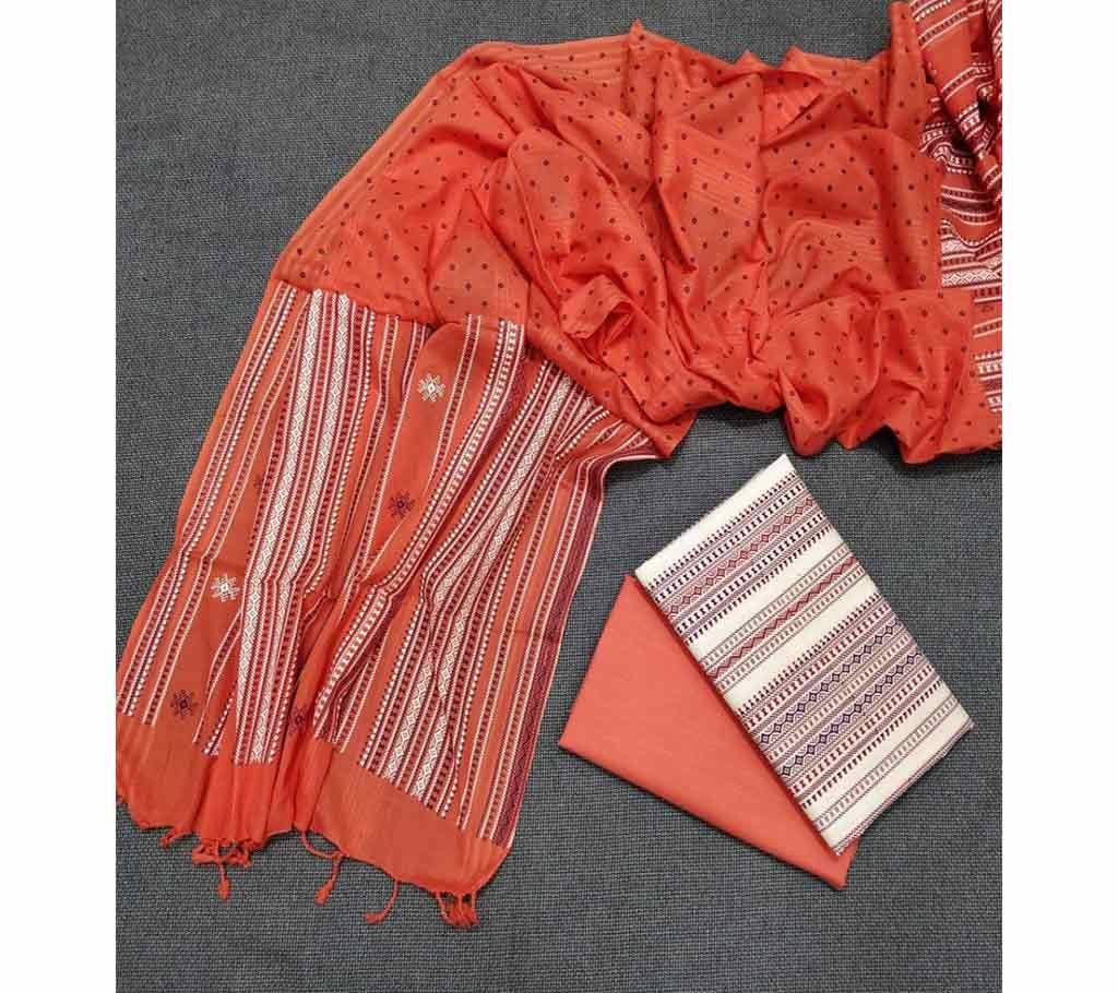 Unstitched Tat Original Cotton Multi Color Deshi Shalwar Kameez-12