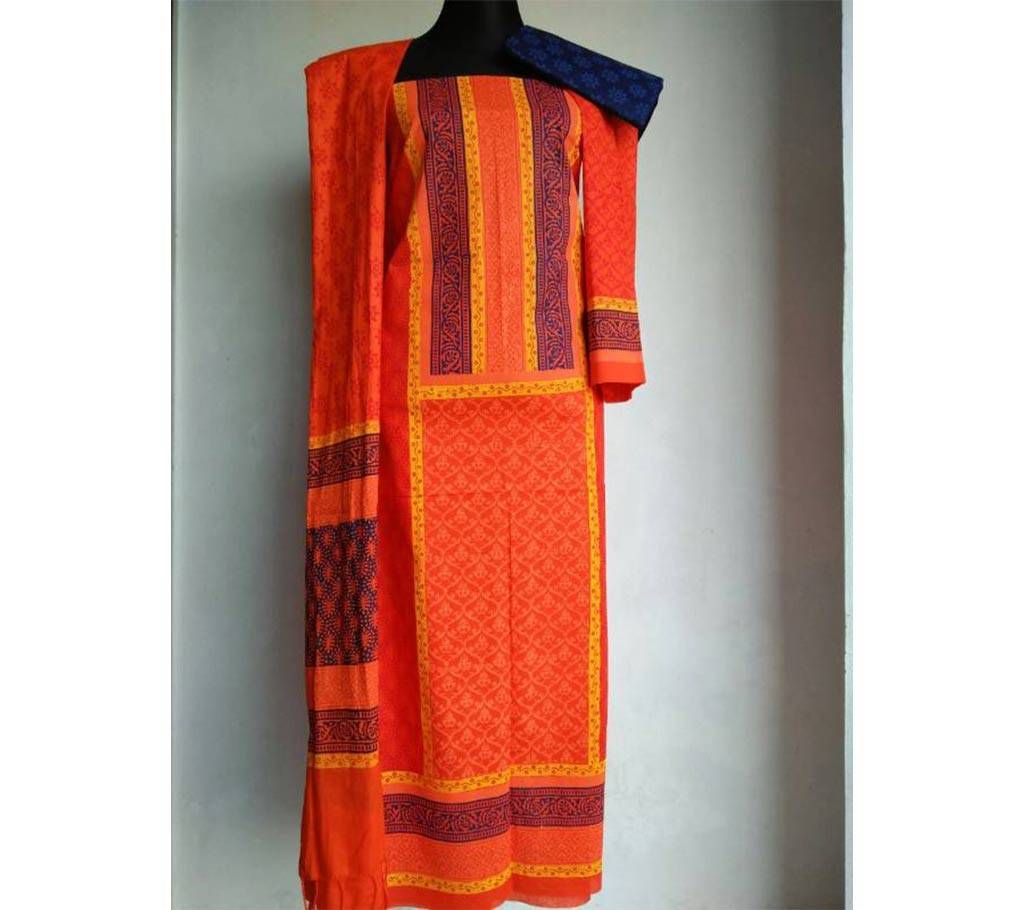 Unstitched Block print 3 piece