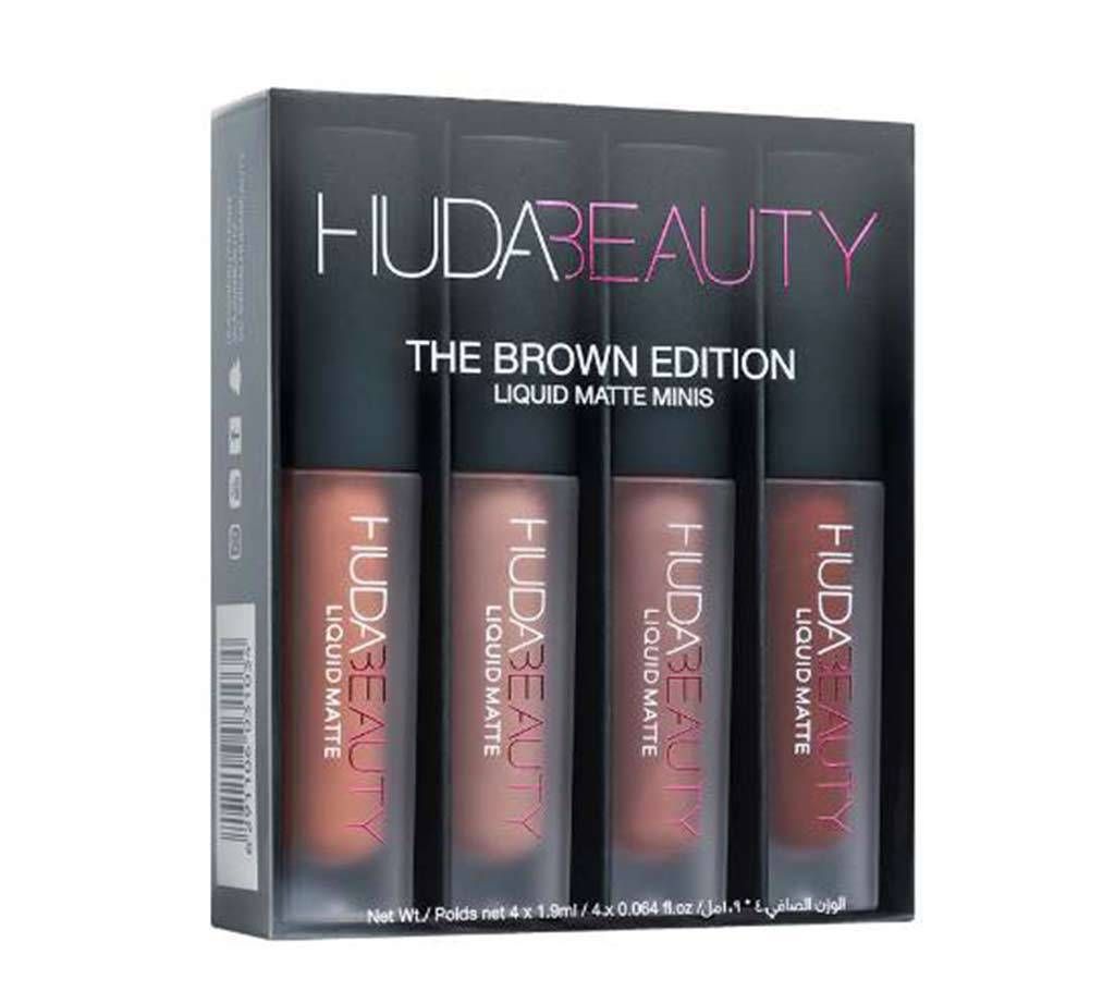 Huda Beauty Brown Edition Liquid Matte Lipstick -4 pcs