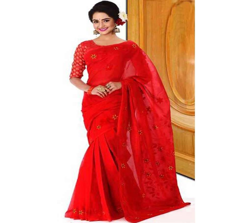 Pure Hand Embroidery Cotton Sharee