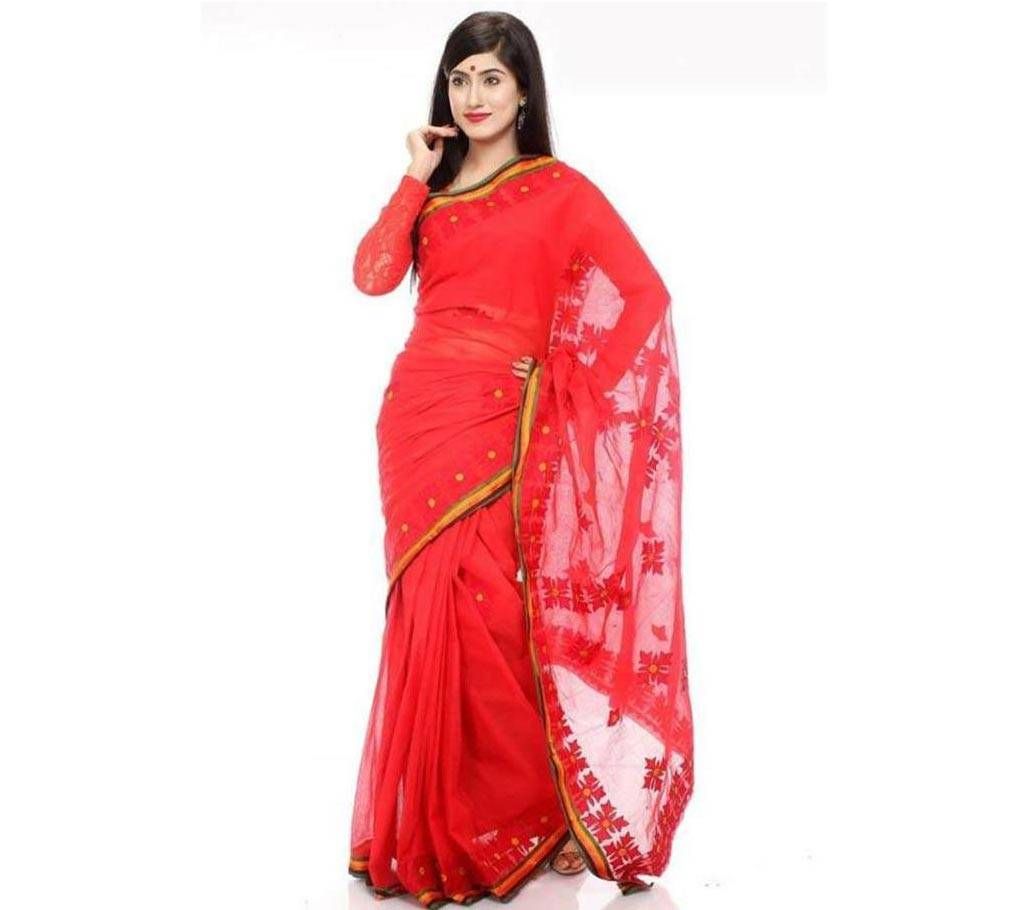 Colorful Cotton Red Sharee