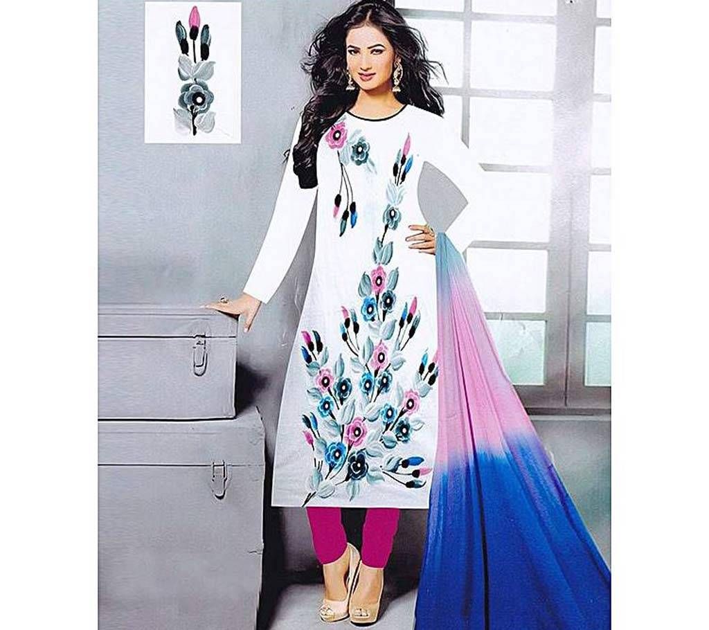 Unstitched White Cotton Salwar kameez For Women (Copy)