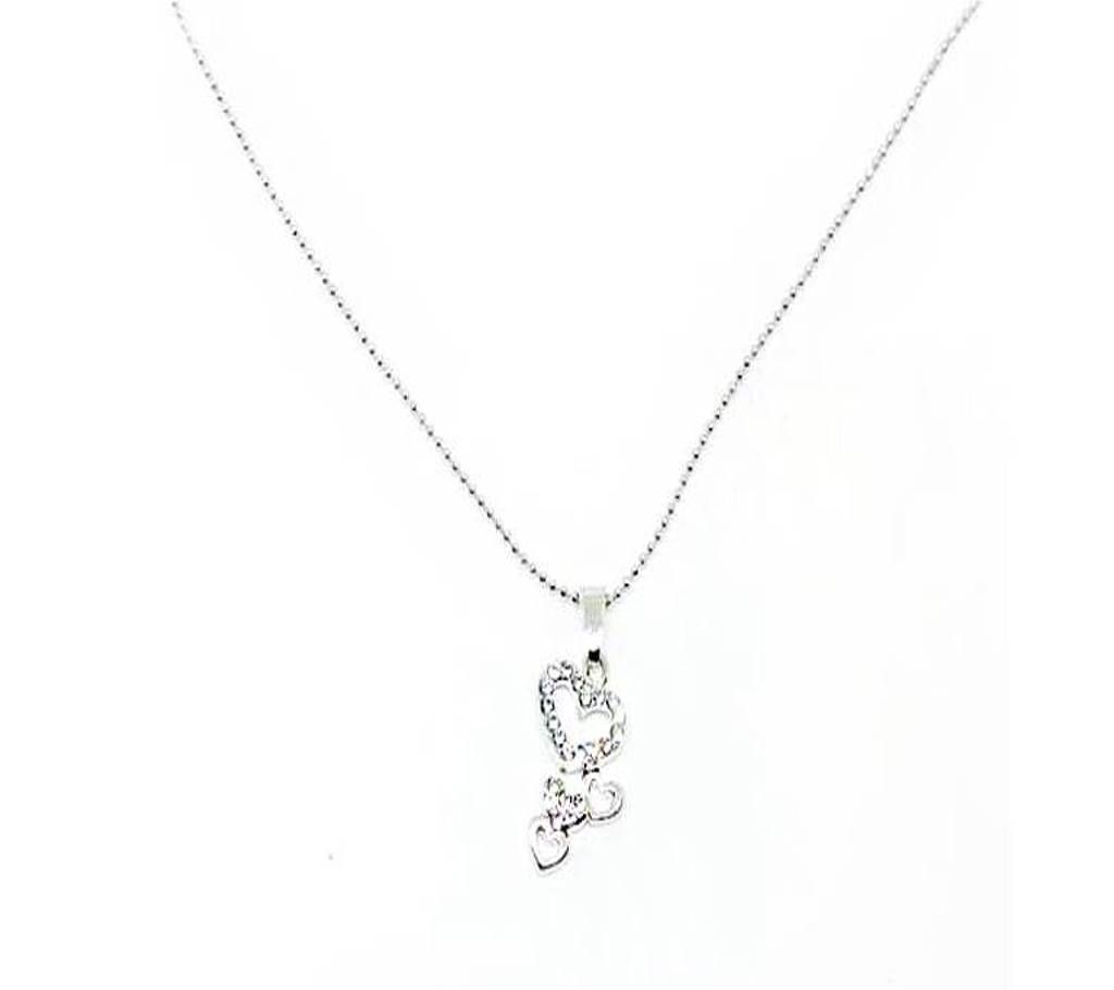 Love Shape Silver Color White Stone Pendant - EC14