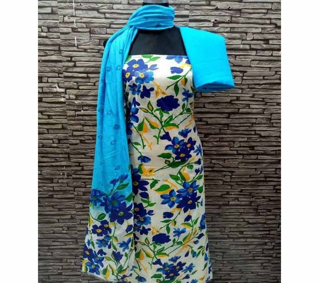 Unstitched Joypuri Print Cotton Three Piece