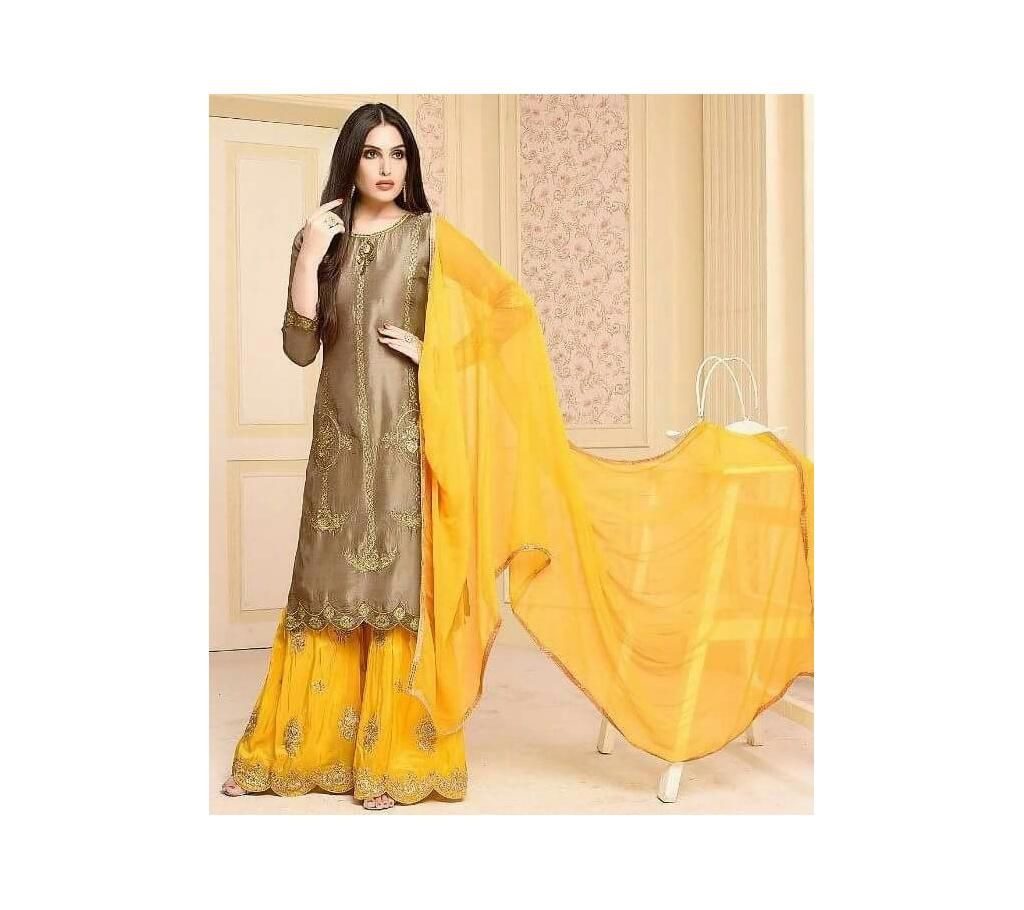 Bushra Unstitched Silk Cotton Three Piece 