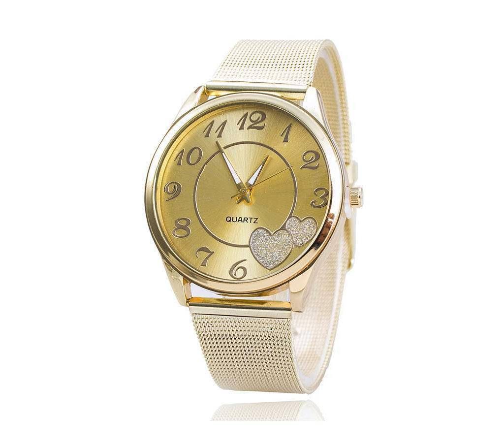 Golden Casual Rinstein Quartz Watch for Women