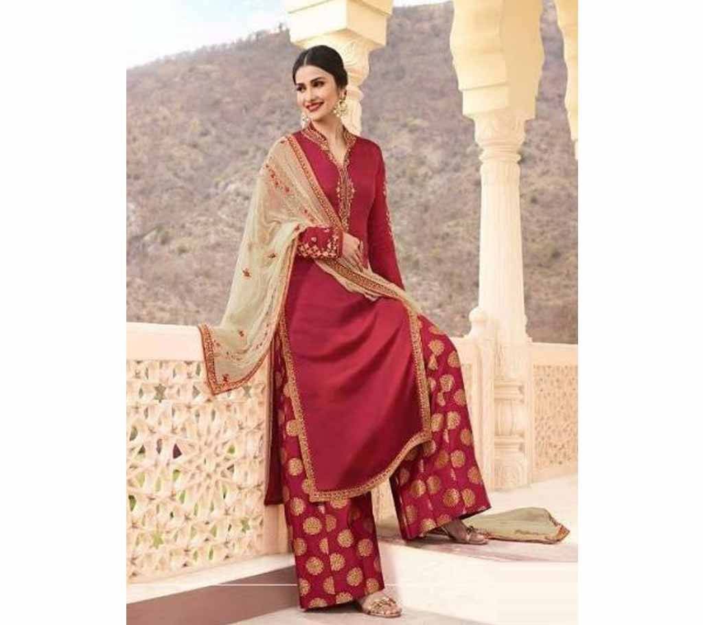 Unstitched Red Prachi Desai Designer Palazzo Suit Prachi-7535