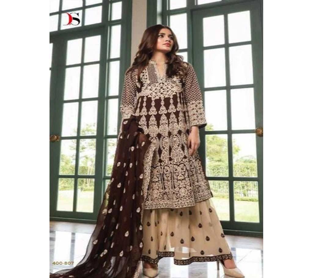 Deepsy Gulbano Georgette Pakistani Style Vol-7 Premium Suits 400-807 Chocolate with Cream